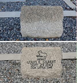Cleaned and restored family headstone, Florida, summer, 2025 / Before and after